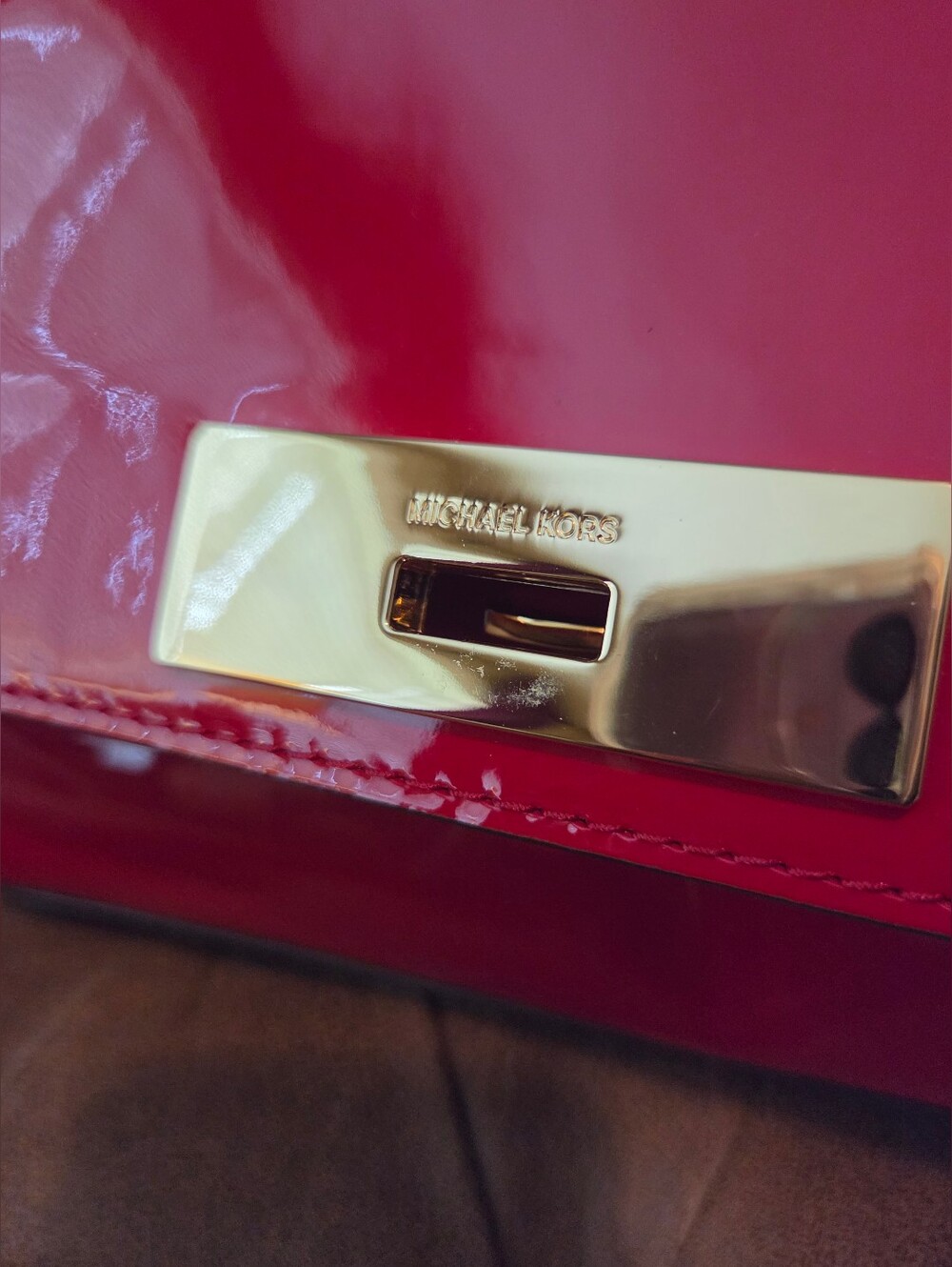 Michael Kors Callie Glossy Red Patent Leather Satchel - Picture 7 of 15